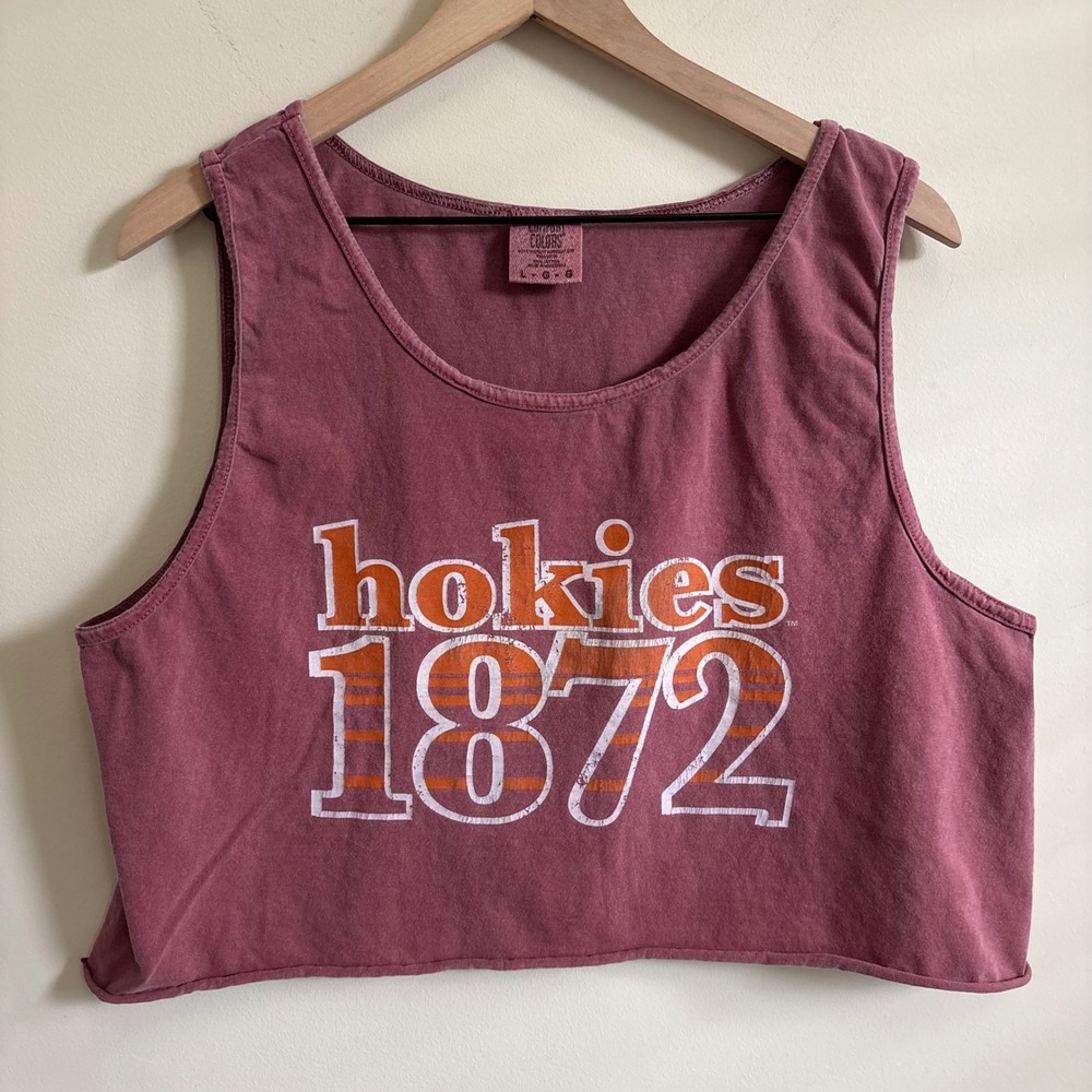 Comfort Colors Virginia Tech Hokies Crop Top Tank Maroon Cotton Large